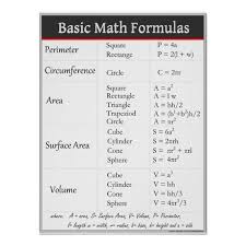 Basic Math Formulas Poster Zazzle Com Basic Math Math Formulas Math Methods