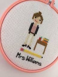 Counted cross stitch designs, patterns, kits, supplies and accessories. Teacher Appreciation Retirement Cross Stitch Portrait Etsy Diy Cross Stitch Cross Stitch Cross Stitch Family