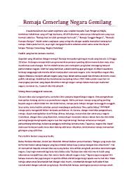 Cemerlang gemilang terbilang negara dan juga bangsa mari buktikan pada dunia malaysia ku berjaya. Remaja Cemerlang Negara Terbilang