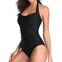 We've all had a rushed morning that led to approving an outfit in bad lighting, throwing on a pair of old saggy leggings that haven't. Smismivo Tummy Control Swimwear Black Halter One Piece Swimsuit Ruched Padded Bathing Suits For Women Slimming Vintage Bikini Black X Small Buy Online At Best Price In Uae Amazon Ae