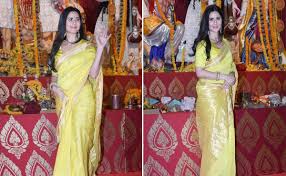 For Durga Puja 2023 Celebrations, Katrina Kaif In A Rs 19K Raw Mango Saree  Brings Sunshine To The Festive Fervour