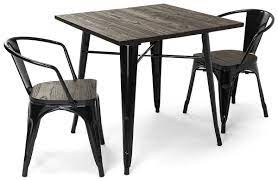Not available for pickup and same day delivery. Indoor Cafe Table Set 3 Piece Wood And Metal Furniture Set