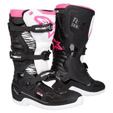 Alpinestars Girls Mx Boots Stella Tech 3 Black White Pink