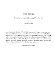 Pdf The Book On The Taboo Against Knowing Who You Are Paul Be Academia Edu