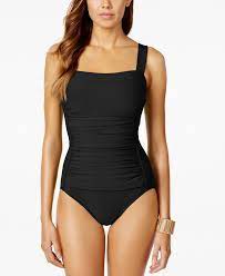 Swim Solutions Tummy Control Ruched One Piece Swimsuit Swimwear Women Macy S Swimsuits One Piece Swimwear