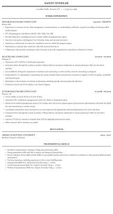 healthcare consultant resume sample