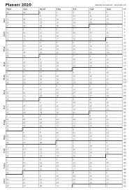 Printable Planner 2020 With Week Numbers One Page Portrait Paper Orientation Weeks Start On M Planner Calendar Printables Yearly Planner Calendar Printables