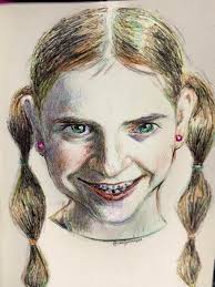 Ballpoint Pen Drawing of a Creepy Girl