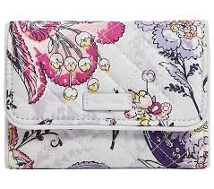 Vera bradley fan flowers wallet. Vera Bradley Iconic Signature Rfid Riley Compact Wallet Qvc Com