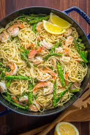 If you're not allergic to carbs this sauce would be perfect to i don't use a lot of white wine in my scampi recipe. Shrimp Scampi Pasta With Asparagus Video Natashaskitchen Com