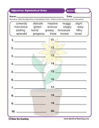 How to put words in alphabetical order in microsoft word 2007. Adjectives Alphabetical Order Worksheet Have Fun Teaching