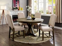 Select from round, oval, rectangular, and extension dining tables; Transitional Style Light Oak Finish 5 Piece Round Dining Set With Beige Upholstered Chairs Furniture Of America Cm3014