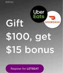 Gift cards are not redeemable for cash except when required by applicable law. Expired Update Bitmo Can Switch 15 Brand Bitmo Buy 100 Uber Eats Or Doordash Gift Card Get 15 Uber Eats Or Doordash Gift Card Free With Promo Code Letseat Gc Galore