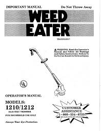 Black And Decker Cordless Weed Eater Manual Weed Eater Trimmer 1212 User Guide Manualsonline Com