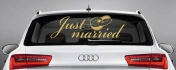 Druckvorlage just married auto vorlage zum ausdrucken. Coole Heckscheibenaufkleber