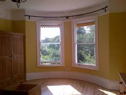 Each side is adjustable from 20 to 36 and the centerpiece adjusts from 38 to 72 also as a double bay window curtain rod. Curtain Pole For Curved Bay Window With Only Three Brackets Bay Window Curtain Poles Bay Window Curtain Rod Bay Window