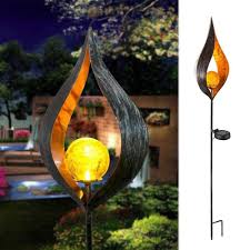 Sunsky Solar Flame Light Led Iron Art Outdoor Garden Lawn Decorative Ground Plug Light Landscape Lamp Style 2
