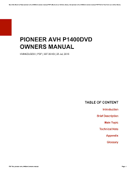 Thank you for purchasing this pioneer product. Pioneer Avh P1400dvd Owners Manual By Bettehiggins2170 Issuu