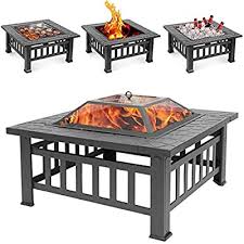 Maybe you would like to learn more about one of these? Buy Sibosen Outdoor Fire Pit 32 Inch Bonfire Wood Burning Firepit Square Fire Table Patio Cooler Grill Firepits W Mesh Spark Screen Cover Log Grate Poker And Cover For Camping Picnic Patio Backyard