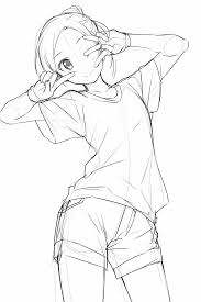 元気なピースサインのポーズ かわいいポーズ｜イラスト・フリー素材なら「シンテリ」