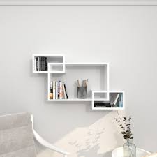 Etagere Murale Design En Bois Bibliotheque Suspendue Meuble Avec 6 Compartiments Pour Chambre Cuisine Salon Salle De Bain Isoshop Isoshop