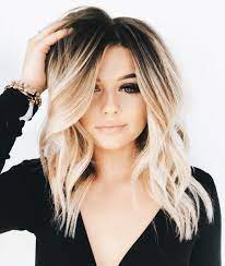 Blonde With Dark Roots Loose Beach Waves Balayage Hair Long Bob Haircuts Hair Lengths
