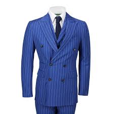 Men navy blue tweed 3 piece suit double breasted waistcoat peaky blinders. Mens 3 Piece Double Breasted Wide Chalk Stripe Suit Royal Blue Classic Retro Fit Ebay