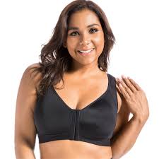 La Isla Womens Front Closure Back Support Wirefree Full Coverage Bra