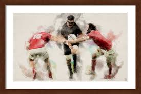 On The Charge Rugby Watercolour Art Print Watercolor Art Prints Poster Prints Art Prints