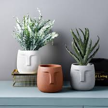 Cement craft ideas indoor planter. Concrete Planter Pots For Plants Modern Indoor Outdoor Head Planter Face Vase Statue Plant Pot For Home Decoration Gift Buy Cement Pot Mold Cement Pots For Plants Square Cement Pot Product On Alibaba Com