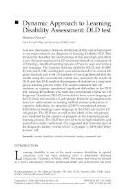 Pdf Dynamic Approach To Learning Disability Assessment Dld Test