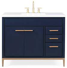 Get set for bathroom vanity unit at argos. 42 Beatrice Modern Navy Blue Bathroom Vanity Contemporary Bathroom Vanities And Sink Consoles By Chans Furniture Houzz