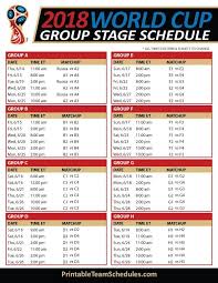 Fifa World Cup Group Stage Schedule 2018 Print Printableteamsche Fifa World Cup Schedule World Cup Fifa World Cup
