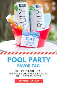 Terrific hostess gift if you don't want to take a bottle of wine. Sips And Poolside Dips Hostess Gift Elva M Design Studio Pool Party Favors Party Hostess Gifts Party Favor Tags