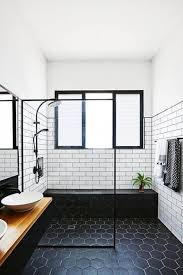 Black And White Bathroom Shower Ideas Lovely Black And White Bathroom With An Open Shower Bathroom Remodel Master Small Bathroom Remodel Modern Farmhouse Bathroom