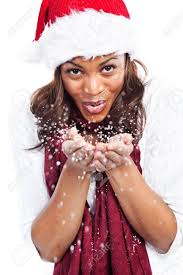 Un Coup Isolé D'une Femme Noire Célébrer Noël Porter Le Chapeau De Père  Noël Banque D'Images et Photos Libres De Droits. Image 7893654