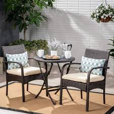 Three Posts Dereham Outdoor 3 Piece Bistro Set With Cushions Outdoor Bistro Set Bistro Set 3 Piece Bistro Set