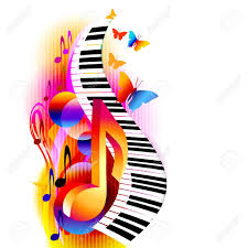 Colorful 3d Music Notes With Piano Keyboard And Butterfly Music Background For Poster Brochure Ba Arte Com Notas Musicais Imagens Musicais Simbolos Musicais