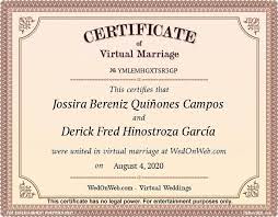 You may order certificates through the service . Marriage Certificate Virtual Weddings For Fun By Wedonweb Wedding Certificate Marriage Certificate Married