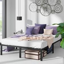 The frame components simply slide into their matching. Zinus Yelena 14 In Classic Metal Platform Bed Frame With Steel Slat Support Queen Hd Mpsc 14q The Home Depot