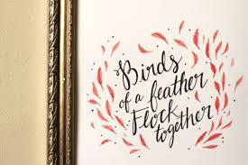 Birds Of A Feather Flock Together Meaning In Malayalam 8x10 Birds Of A Feather Print Bird Feathers Feather Print Hand Lettering