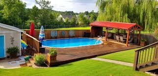 Above Ground Pool Installation Photos The Pool Factory In 2021 Pool Deck Plans Pool Decks Wood Pool Deck