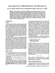 PDF) Shear behavior of URM retrofitted with FRP overlays