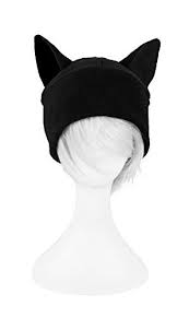 My Black Cat Slouch Hat Has Chunky Ribbing And Cute Cat Ears The Simple And Free Crochet Cat Hat Pattern Works Up Qui Cat Hat Pattern Fleece Beanie Fleece Hat