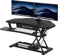 VERSADESK® PowerPro™ 36" Corner Standing Desk Converter, 36 Inch Motorized  Height-Adjustable Standup Desk Riser Sit to Stand Desktop with Keyboard and  ...