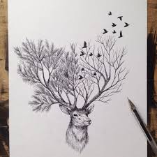 Trees Grow Into Majestic Animals In Pen Ink Illustrations By Alfred Basha Pen Illustration Art Animal Illustration