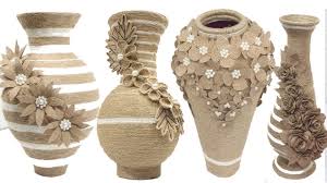 Best Collection 5 Jute Flower Vase Home Decorating Ideas Handmade Youtube In 2020 Jute Flowers Jute Crafts Flower Diy Crafts