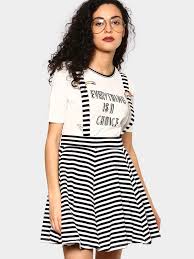 Candie S By Pantaloons Black White Striped Pinafore Skirt Pinafore Skirts Striped Skirts Online