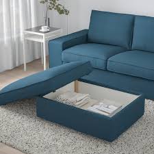 Yellow coffee table rustic apartment. Kivik Footstool With Storage Hillared Dark Blue Ikea