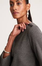 Wearever Buttoned-Shoulder Ottoman Top